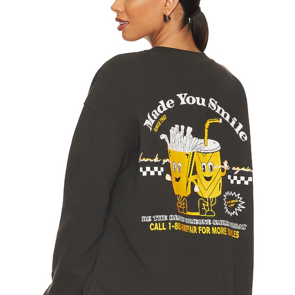 Black Graphic Sweatshirt with Yellow Print